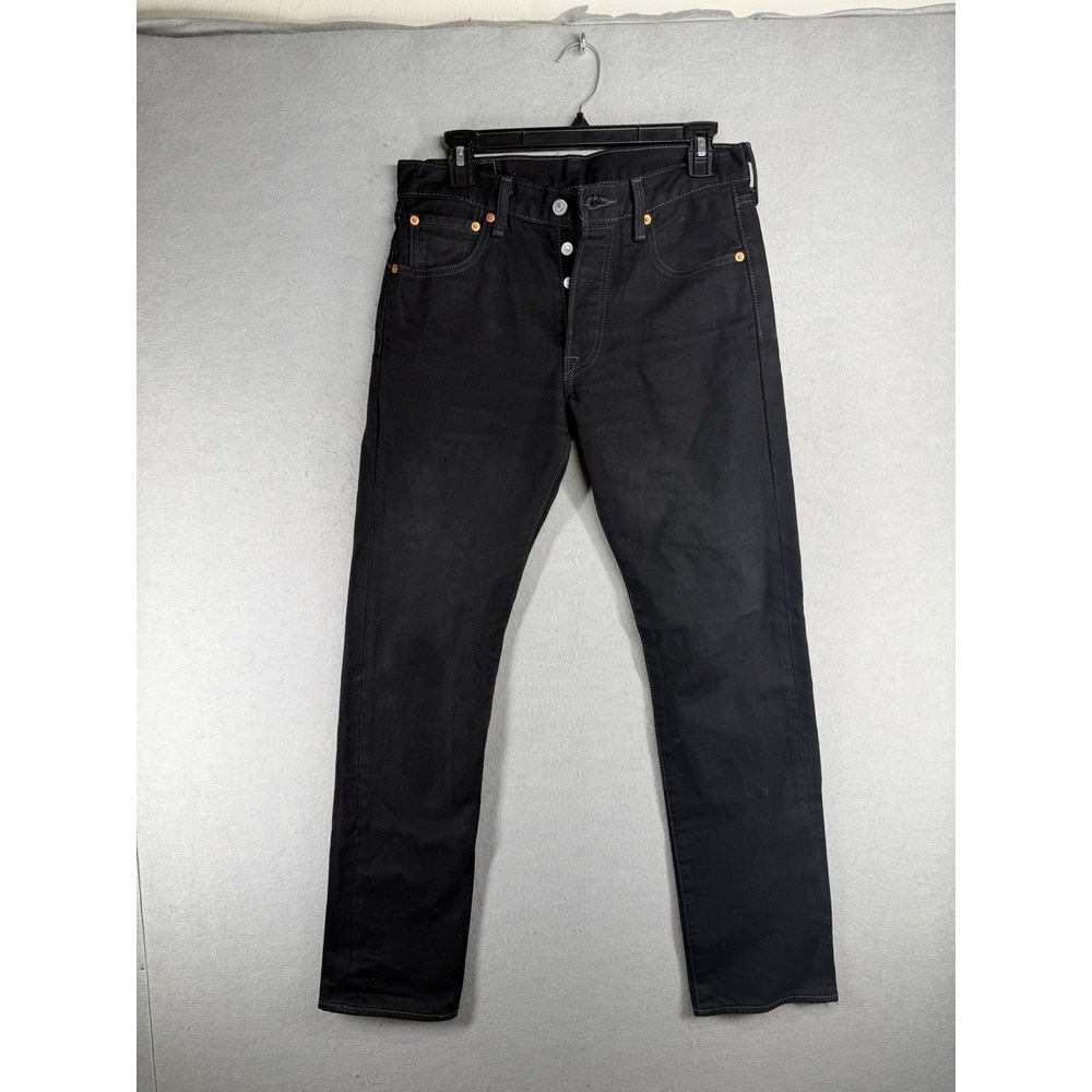 Levis 501 Jeans Mens 29x32 Black Straight Leg Button Fly Denim Classic Pants